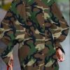 Dresses female | Loose Camouflage Print Puff Sleeve Plus Size Mini Dress Army Green