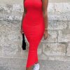 Dresses female | Sexy Solid Color Bandeau Slim Fit Dress