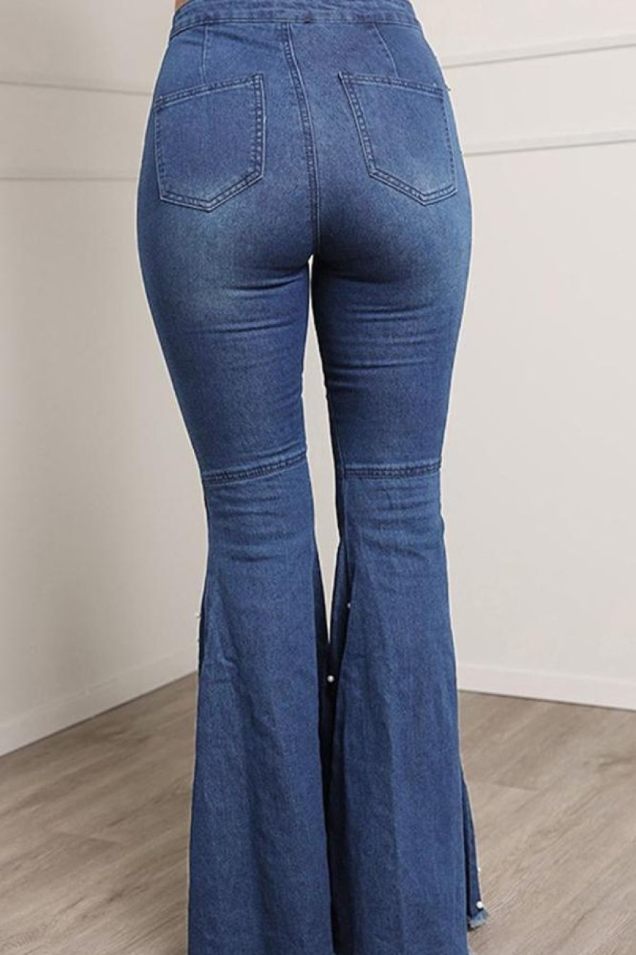 Bottoms female | Fashion Beaded Flared High Rise Jeans