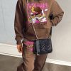 2-Pieces female | Fashion Casual Printed Sweater Two-Piece Set Camel