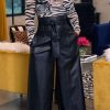 Bottoms female | Temperament Pu High Waisted Wide Leg Pants