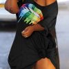 Dresses female | Cute Sexy Rainbow Lips Pocket T-Shirt Dress