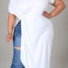 Tops & Outerwear female | Sexy Solid Color Asymmetric Plus Size T-Shirt