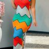 Dresses female | Colorful Bandeau Slim Maxi Dress Red