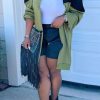 Tops & Outerwear female | Casual Zip Two Colorblock Trench Coat Blazer Green