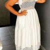 Dresses female | Plus Size Solid Cap Sleeve Eyelet A-Line Dress