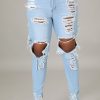 Bottoms female | Casual High Waist Ripped Jeans