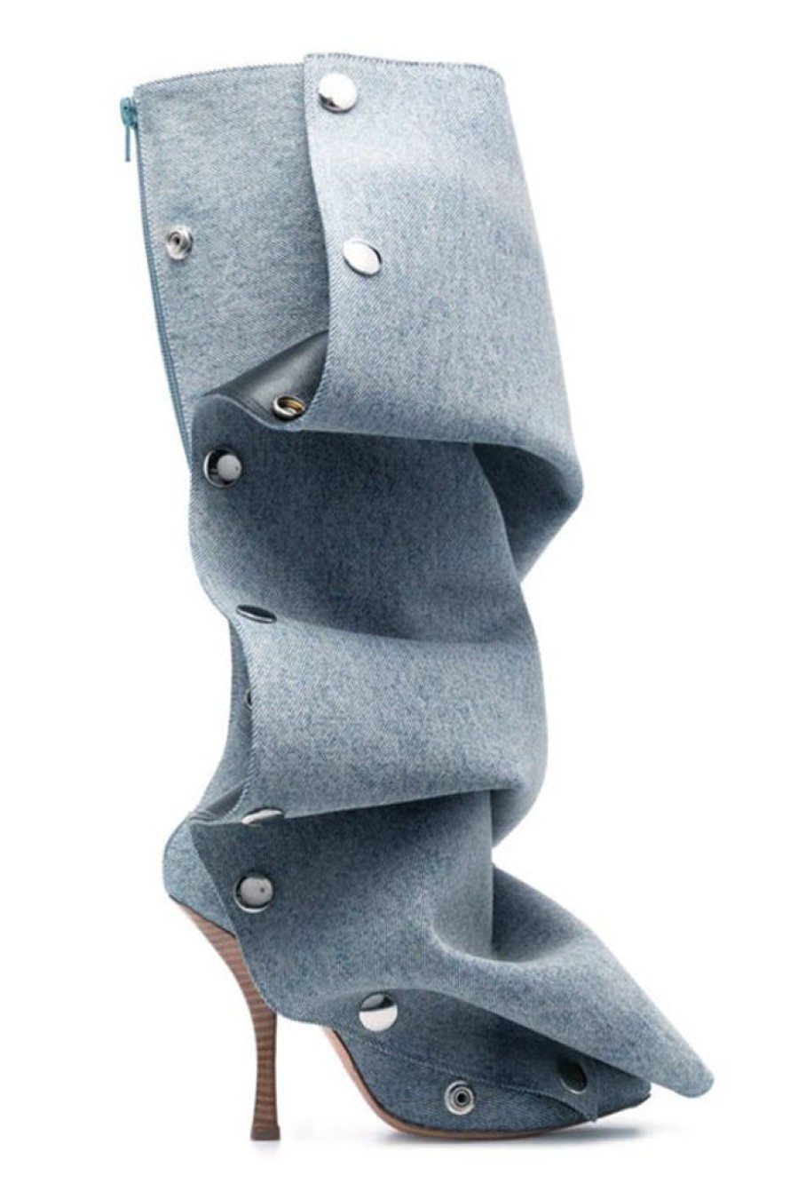 Accessories female | Pointed Toe Metal Rivet Denim Patchwork Boots