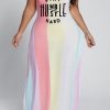 Dresses female | Plus Size Off The Shoulder Colorful Striped Maxi Dress