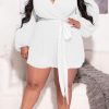 Jumpsuits & Rompers female | Plus Size Fashion Solid Color Chiffon Romper With Belt