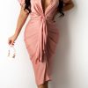 Dresses female | Satin Button Down Style Drape Dress