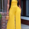 Jumpsuits & Rompers female | Casual Wrap Chest Wide-Leg Loose Pocket Jumpsuit