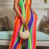 Jumpsuits & Rompers female | Fashion Random Print Wrap Bust Open Back Wide Leg Jumpsuit Multicolor