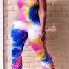 Jumpsuits & Rompers female | Fashion Tie Dye Pleated Jumpsuit Blue