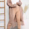 Tops & Outerwear female | Fashion Sweater Shawl Fringe Knit Cardigan Jacket Brown