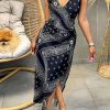 Dresses female | Fashion Paisley Print Slim Fit High Slit Sling Maxi Dress