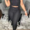 2-Pieces female | Solid Knit Ribbed Vest Cardigan & Pants Plus Size 3Pc Set