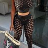 2-Pieces female | Fashion See-Through Slim Fit Two-Piece Set Black