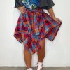 Bottoms female | Fashion Irregular Sleeve Knotted Fake Shirt Plaid Skirt