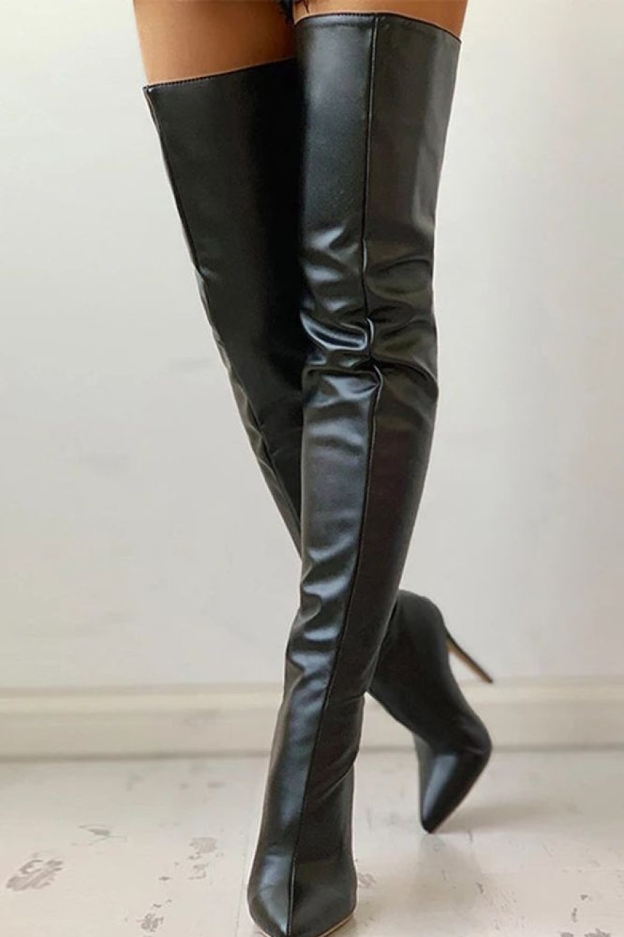 Accessories female | Stylish Over-The-Knee Slim-High Boots Black