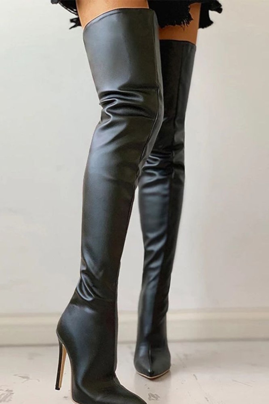 Accessories female | Stylish Over-The-Knee Slim-High Boots Black