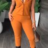 2-Pieces female | Casual Professional Commuter Suit Sleeveless Top Trousers Two-Piece Set