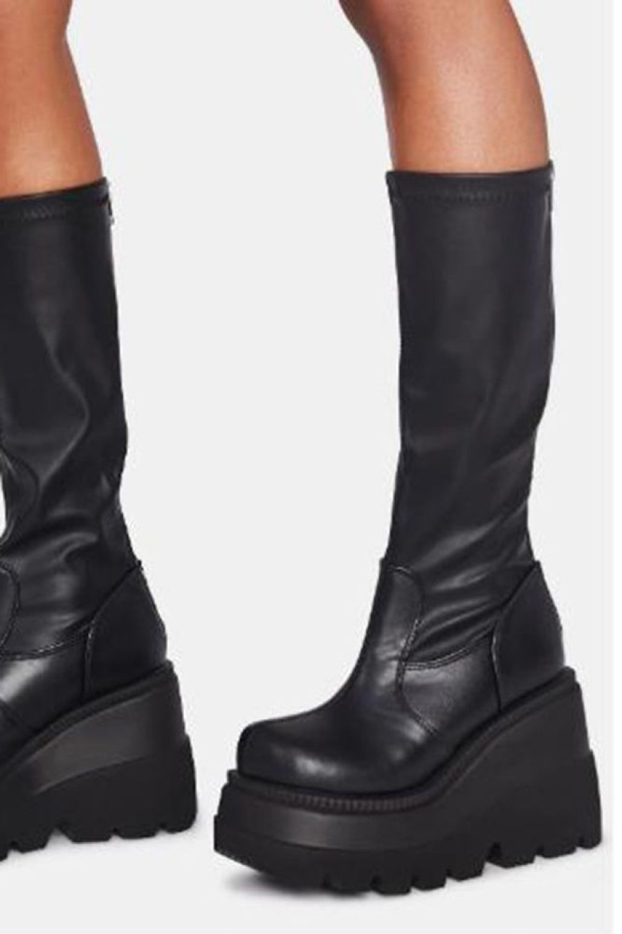 Accessories female | Thick-Soled Biker Mid-Calf Boots Black