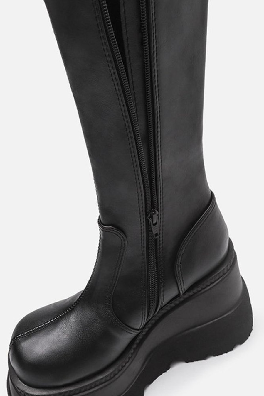 Accessories female | Thick-Soled Biker Mid-Calf Boots Black