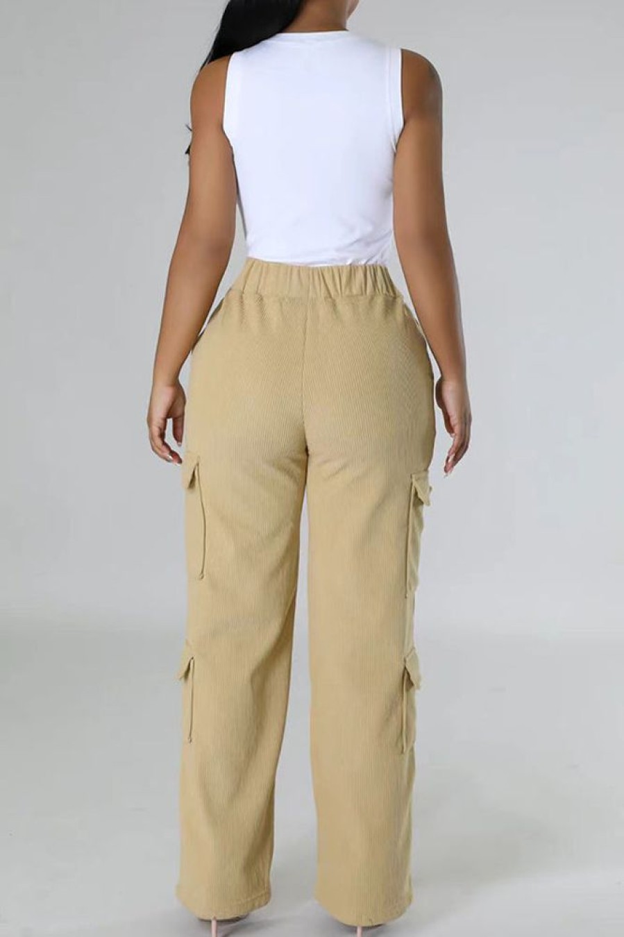 Bottoms female | Casual Loose Pocket Straight Pants