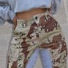 Bottoms female | Fashion High Waist Camouflage Print Panel Pocket Shorts Multicolor