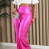 Bottoms female | Trendy High-Waisted Metallic Straight-Let Pants