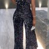 Jumpsuits & Rompers female | Multicolor Sequins Sweetheart Neck Jumpsuit Black