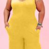 Jumpsuits & Rompers female | Plus Size U Collar Sleeveless Pocket Plain Romper