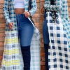 Tops & Outerwear female | F Ion Casual Colorblock Plaid Long Shacket