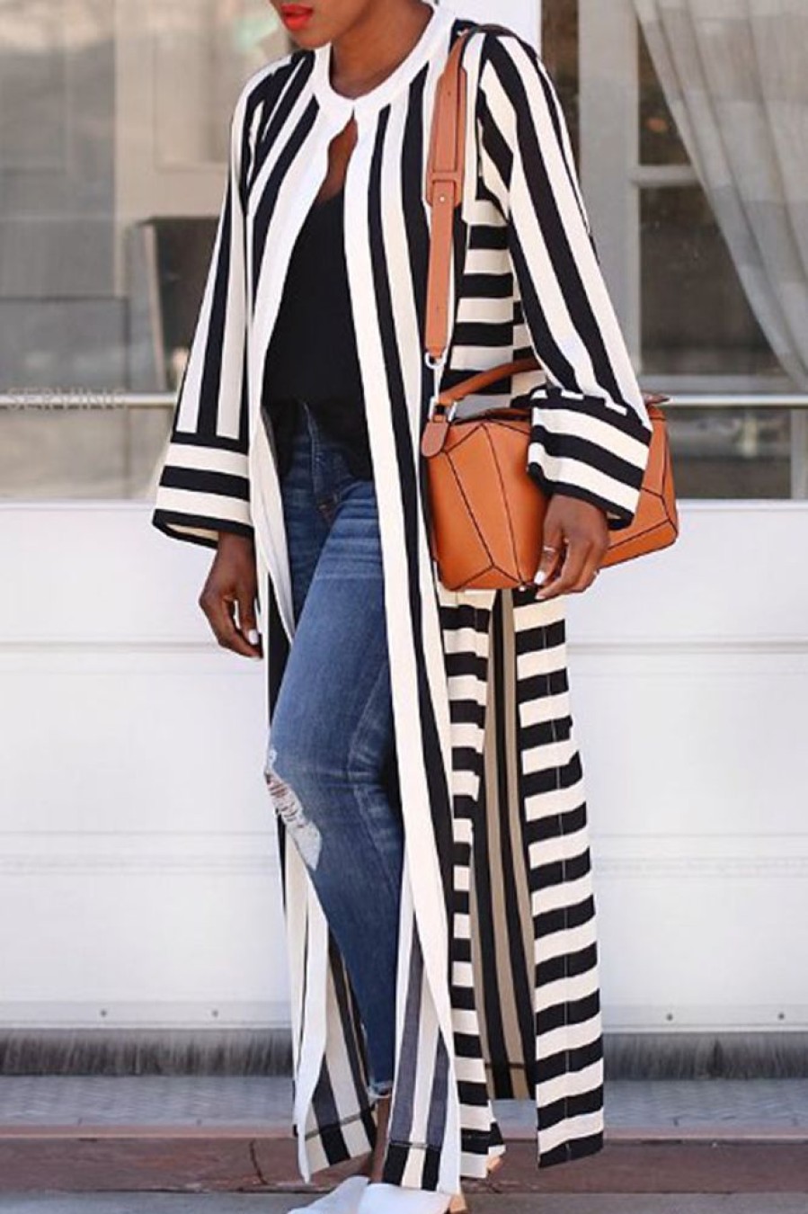 Tops & Outerwear female | Fashion Loose Striped Cardigan Jacket White