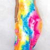 Dresses female | Sexy Tie Dye Sling Loose Maxi Dress Yellow