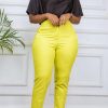 Bottoms female | Commuter Solid Color Slim-Fit High Waist Cropped Pants