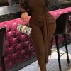 Jumpsuits & Rompers female | Strappy Solid Color Round Neck Long Sleeve Asymmetric Jumpsuit Brown