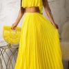 2-Pieces female | Fashion Halterneck Pleated Chiffon Two-Piece Suit