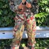 Tops & Outerwear female | Camo Ruffle Sleeve Lapel Button Front Jacket Multicolor