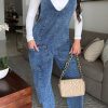 Jumpsuits & Rompers female | Casual V-Neck Washed Denim Jumpsuit Blue