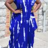 Dresses female | Plus Size Tie Dye Short Sleeve Maxi Dress