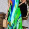 Dresses female | Fashion Loose Positioning Print Slip Dress Beach Dress With Pockets Green