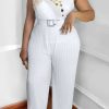 Jumpsuits & Rompers female | Casual Round Neck Sleeveless Ironing Loose Pleated Jumpsuit