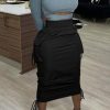 Bottoms female | Tie Up Pocket High Waist Midi Skirt