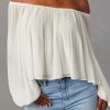 Tops & Outerwear female | Off-Shoulder Simple Lantern Sleeve Loose Long-Sleeved T-Shirt White