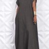 Dresses female | Fashion Loose Open Back Short Sleeve Denim Long Dress Black