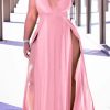 Dresses female | Plus Size V-Neck Sleeveless Studded Slit Maxi Dress