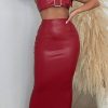 2-Pieces female | Sexy Leather Metal Buckle Tight Hip Skirt Set