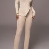 2-Pieces female | Casual Solid Color Turtleneck Knit Top Pants Two-Piece Set